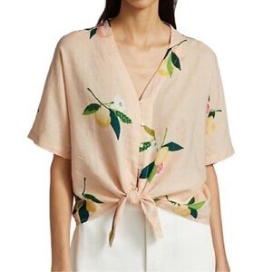 Floral Tie-Front Blouse - Cream